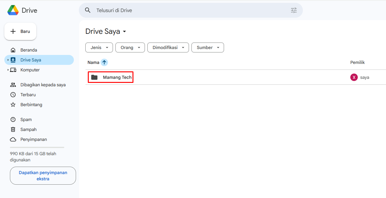 Cara Membuat Folder Baru dalam Google Drive