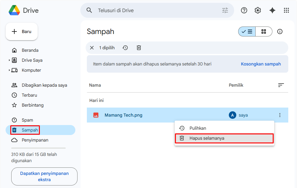 Cara Menghapus File Permanen di Google Drive