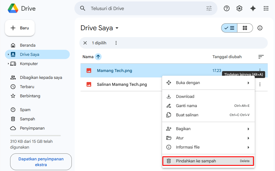 Cara Menghapus File di Google Drive di PC